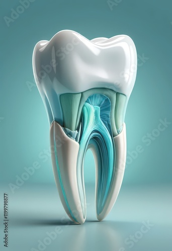 Cross-section of human tooth with internal structure exposed. photo