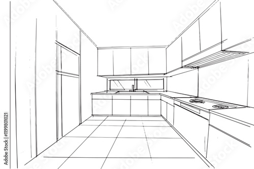 Drawing exterior and interior architectural lines. , Graphic assembly in architecture and interior design work. ,Sketch ideas for interior or exterior designs.