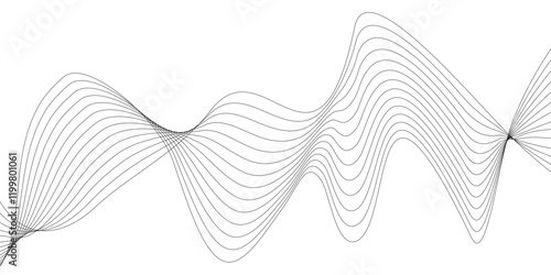 Abstract wave element for design. Curved wavy line, smooth stripe.
 Wave with lines created using blend tool.