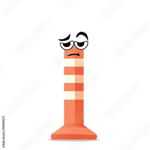 tired road barrier mascot vector illustrations. fun and playful concept. job, tools, building, workers, safety, city, construction equipment, renovation and restoration themes