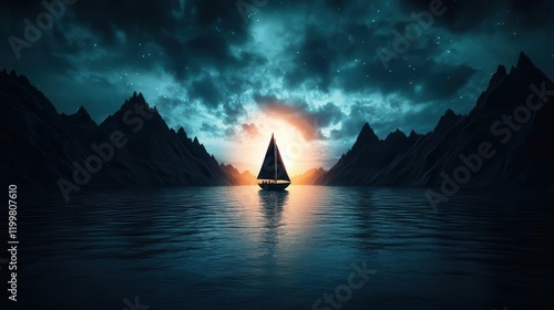 sailboat at sunset photo