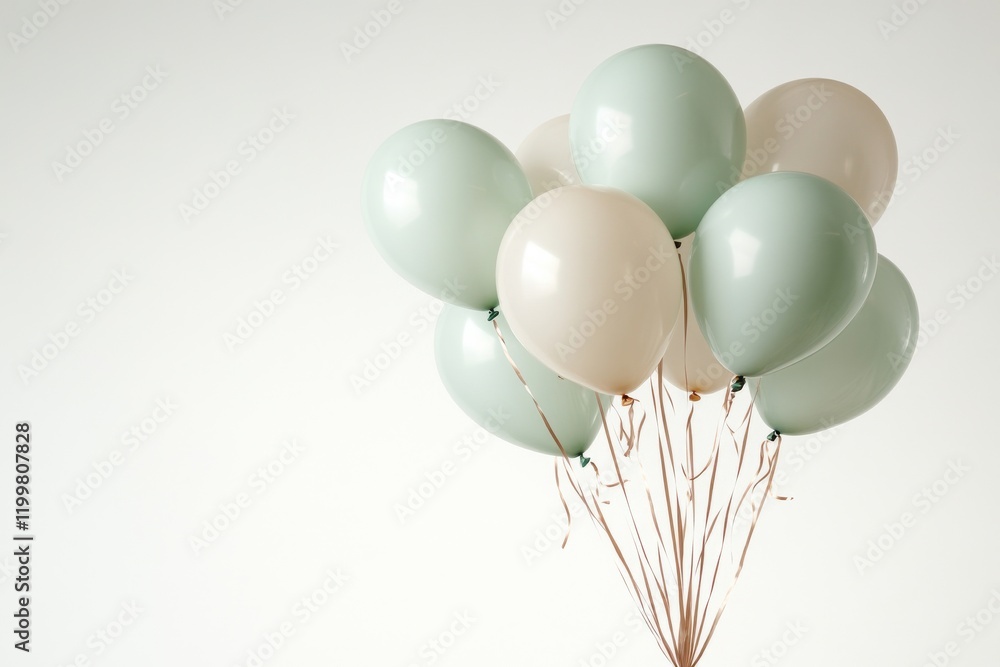 Colorful balloons floating gently against a light backdrop, perfect for celebrations or parties Colorful balloons floating gently against a light backdrop, perfect for celebrations or parties