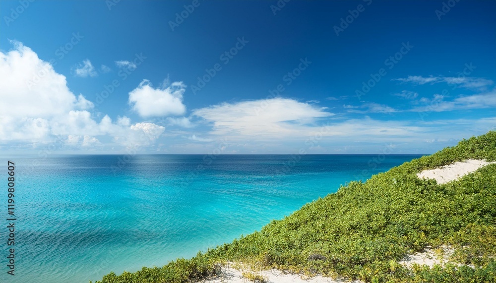 scenic view of sea against blue sky during summer scenic view of sea against blue sky during summer