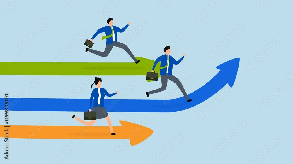 4k animation of businessman taking initiative run in different way. 4k animation of businessman taking initiative run in different way.