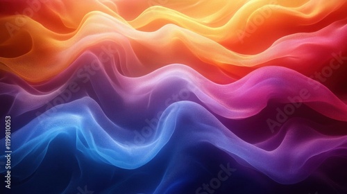 Wallpaper Mural A vibrant, flowing abstract composition with waves of color blending from warm oranges and reds to cooler blues and purples. Torontodigital.ca