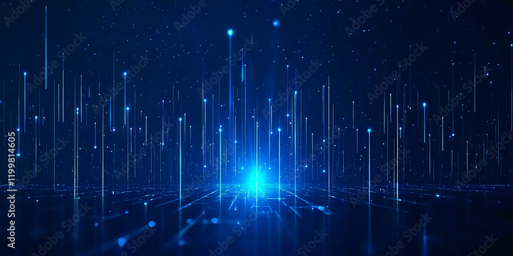 Abstract blue glowing lines, technological space background. Abstract blue glowing lines, technological space background.