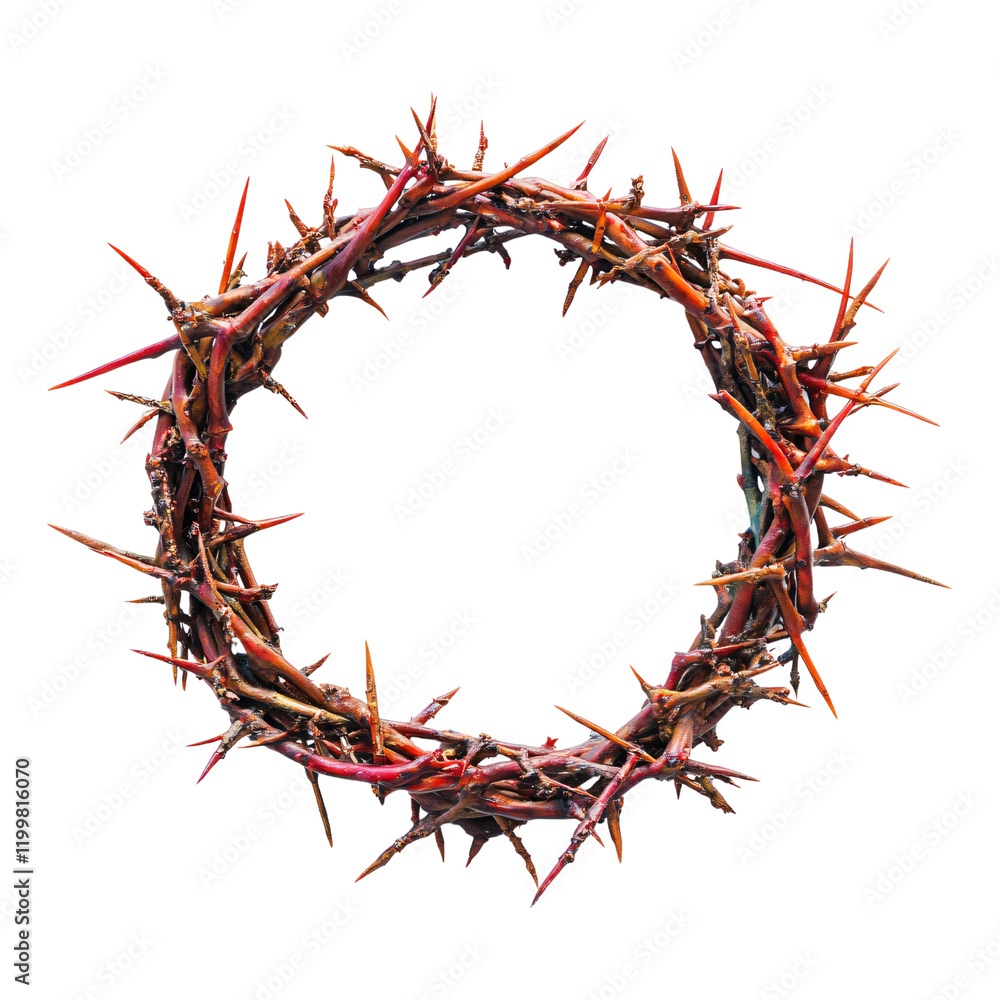 Obraz premium Crown of thorns resurrected Jesus suffering trials savior isolated on transparent background