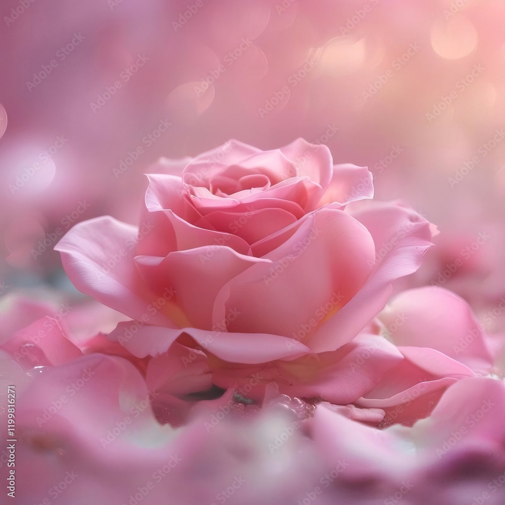 Pink rose petals, soft focus, romantic background, Valentine's Day card. Pink rose petals, soft focus, romantic background, Valentine's Day card.