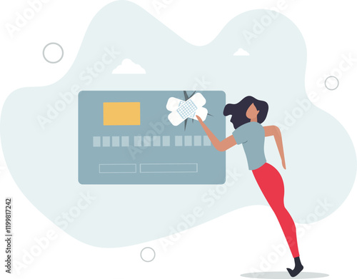 Credit repair, process to fixing poor credit standing, recover from financial mistake or negotiate with lender concept.flat characters.