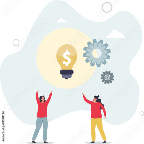 Enlighten money idea, investment and savings with high profit.flat characters.