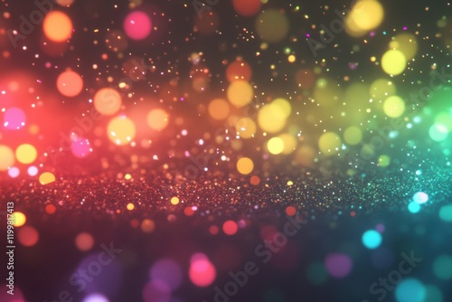 Radiant bokeh effects with sparkling flares against a dark canvas. Perfect for cheerful invitations, party graphics, and modern visuals. Enchanting atmospheric particles enhance festive ambiance