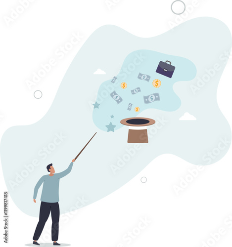 Get rich fast, make money or profit from investment,FED or central bank stimulation money, financial or wealth advisor concept.flat characters.