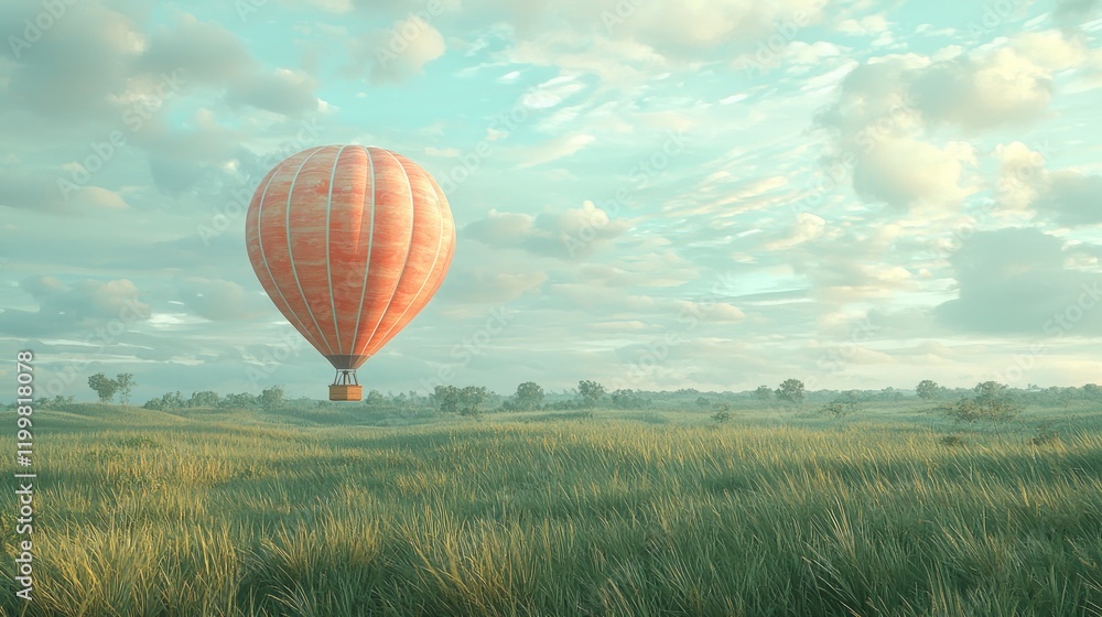 Obraz premium Hot air balloon floating over a serene landscape