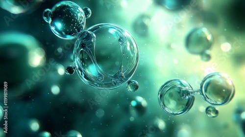 Wallpaper Mural Microscopic Bubbles Abstract Teal Green Fluid Torontodigital.ca