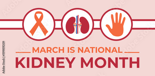 National Kidney Month Observed every year of March, Medical Awareness Vector design 