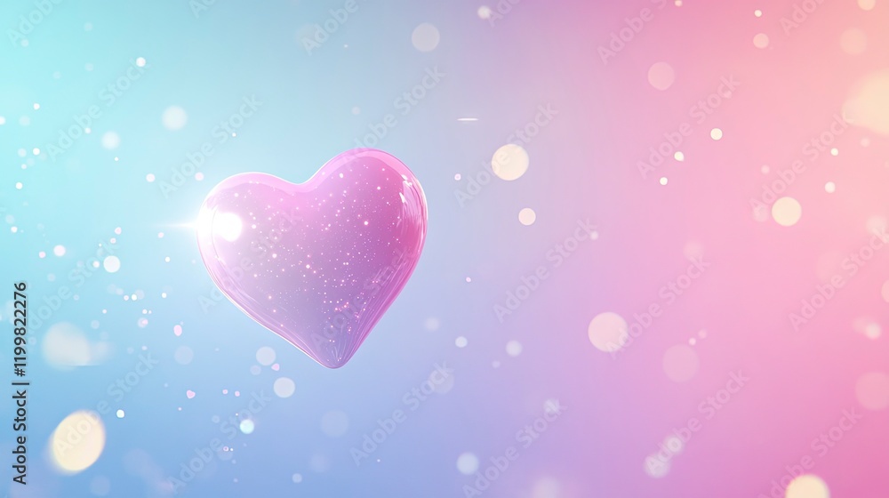 Valentine's Day background with a pink and blue gradient, a vector illustration of a cute cartoon heart shape flying in the sky, a pastel color palette, a soft glowing effect, Valentine's Day background with a pink and blue gradient, a vector illustration of a cute cartoon heart shape flying in the sky, a pastel color palette, a soft glowing effect,