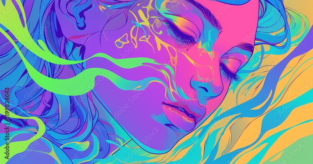 Naklejka premium Abstract Girl's Face