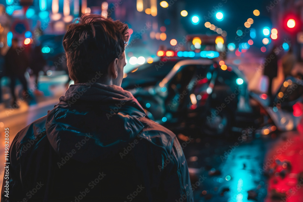 A car accident scene with a police and an ambulance generative ai design A car accident scene with a police and an ambulance generative ai design