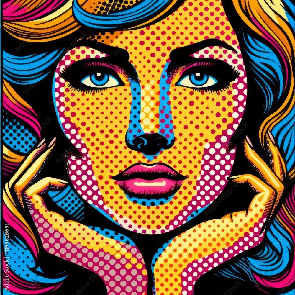 s Pop Art Portrait A vibrant portrait using bold colors and dot s Pop Art Portrait A vibrant portrait using bold colors and dot