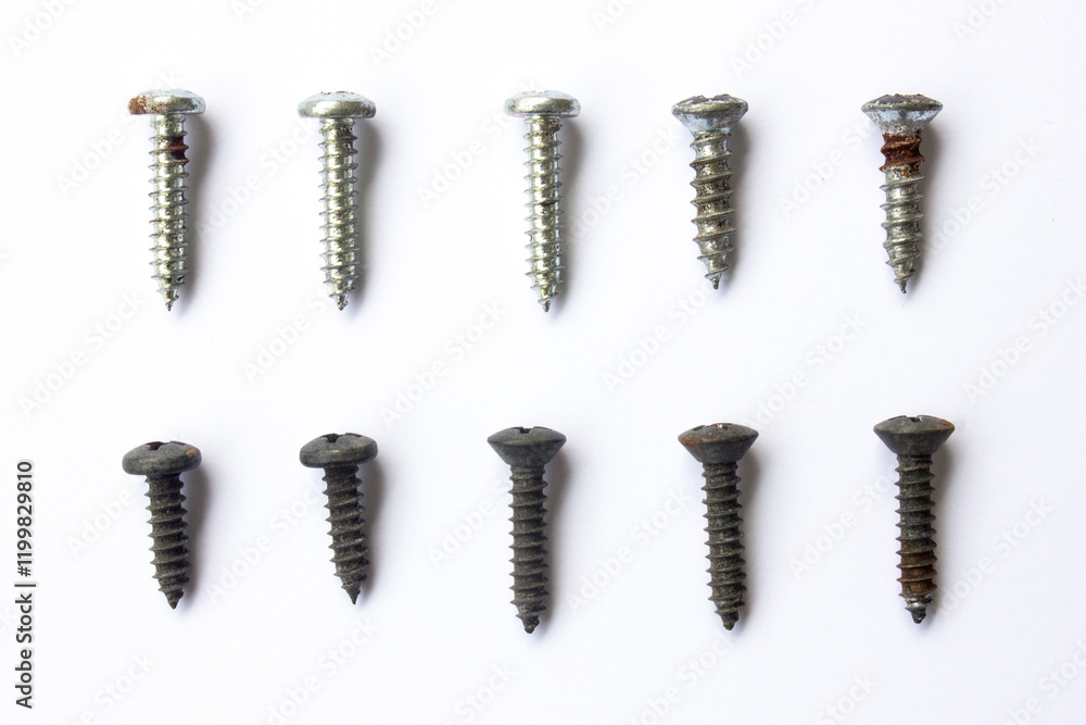 All purpose Black and silver screws isolated on white background. All purpose Black and silver screws isolated on white background.