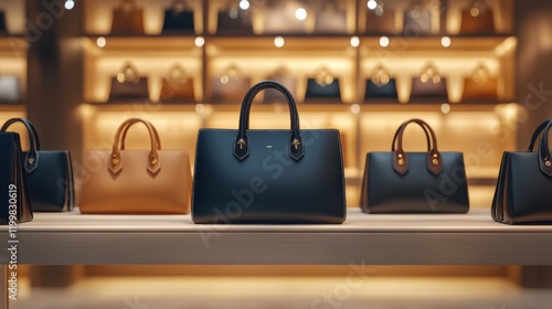 Elegant handbags in a modern retail store