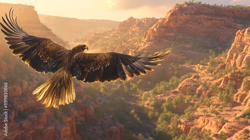 Wallpaper Mural Majestic eagle soaring over canyon at sunset Torontodigital.ca