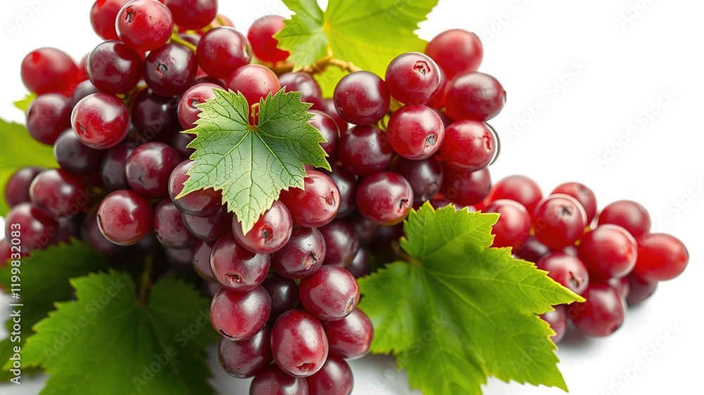 Fototapeta premium Fresh Red Grapes & Leaf - Isolated Studio Shot