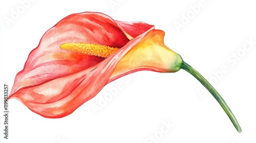 Calan Mai Vibrant calla lily watercolor illustration on white background photo