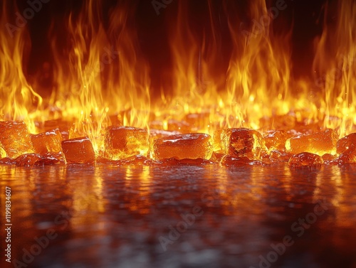 Dancing flames with high-resolution textures indoor environment fire dynamic viewpoint visual art concept photo