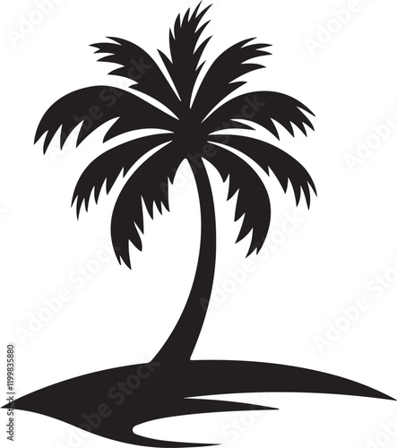 Palm tree silhouette vector art.