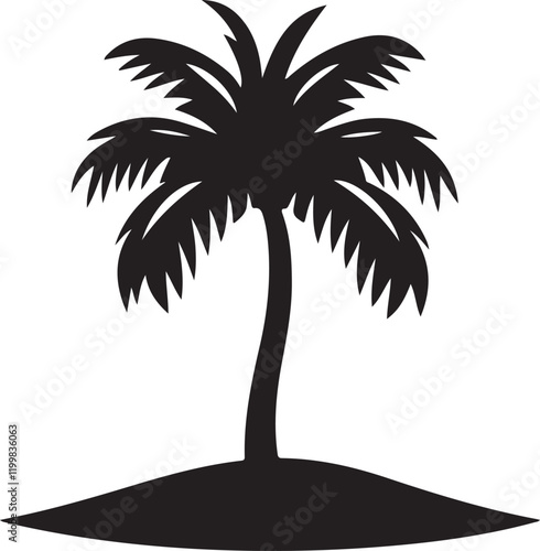 Palm tree silhouette vector art.