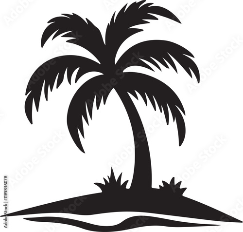 Palm tree silhouette vector art.