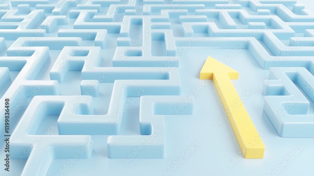 Exploring a curved wall maze in bright yellow virtual space Exploring a curved wall maze in bright yellow virtual space