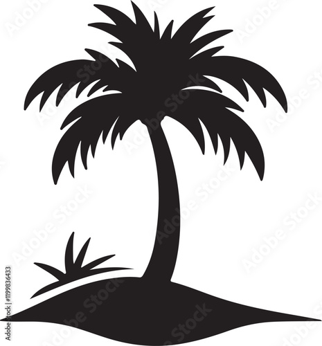 Palm tree silhouette vector art.