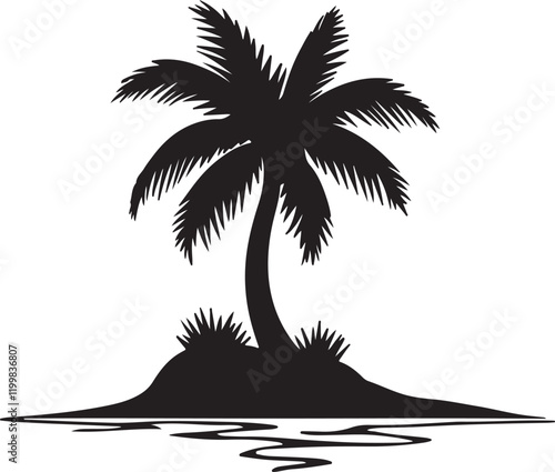 Palm tree silhouette vector art.
