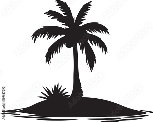 Palm tree silhouette vector art.