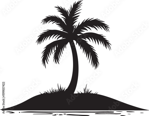 Palm tree silhouette vector art.