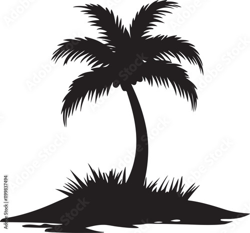 Palm tree silhouette vector art.