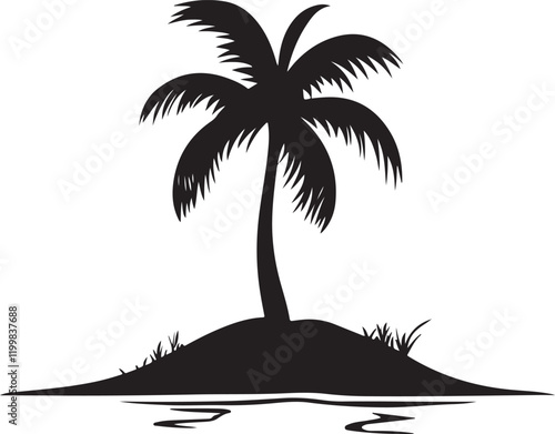 Palm tree silhouette vector art.