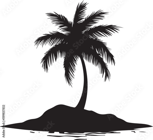 Palm tree silhouette vector art.