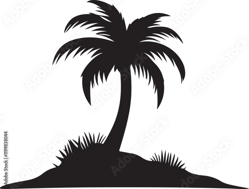 Palm tree silhouette vector art.