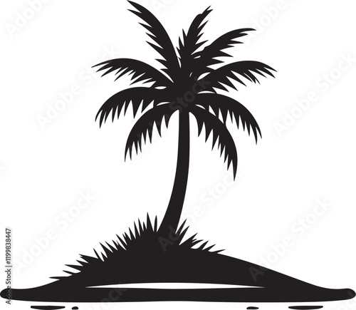 Palm tree silhouette vector art.