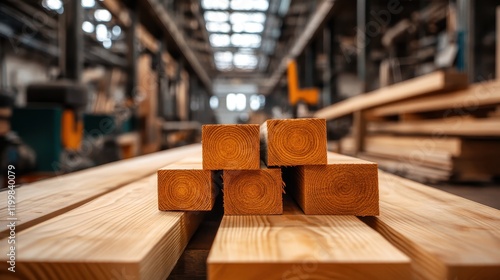 A detailed image highlighting the textures and grain patterns of stacked wooden planks, set against a backdrop that draws attention to depth and warmth in woodworking. photo