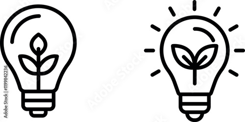 "Green Energy Bulb Icon Representing Sustainability, Eco-Friendly Solutions, and Renewable Power"