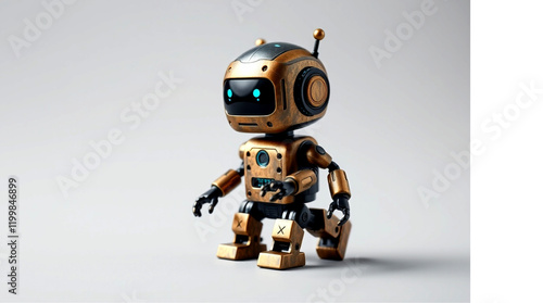 Cute Mini ai robot isolated on transparent background