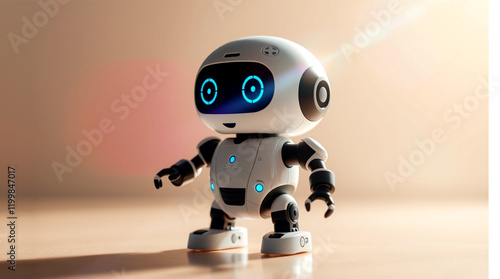 Cute Mini ai robot isolated on transparent background