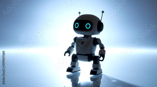 Cute Mini ai robot isolated on transparent background