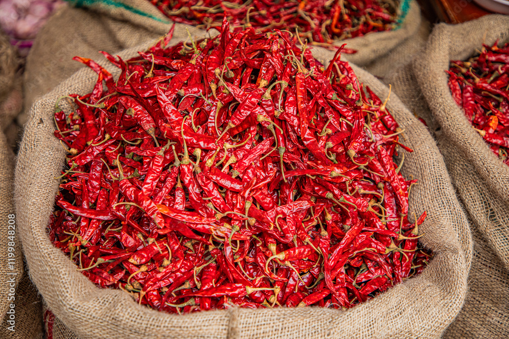 Fototapeta premium Several varieties of tropical vegetables neatly arranged for sale