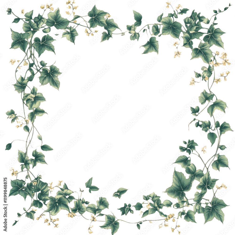 Fototapeta premium Elegant Ivy Frame Design with Transparent Background for Decoration