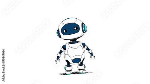 Cute Mini ai robot isolated on transparent background